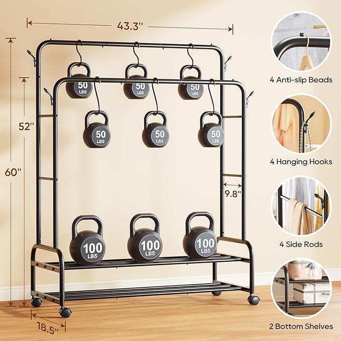 TigerParty Double Rods Clothes Rack - Image 3