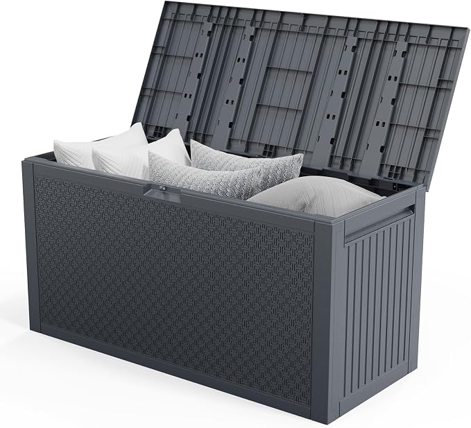 Vasitelan 90 Gallon Outdoor Storage Deck Box, Backyard Lockable Outside by Vasitelan