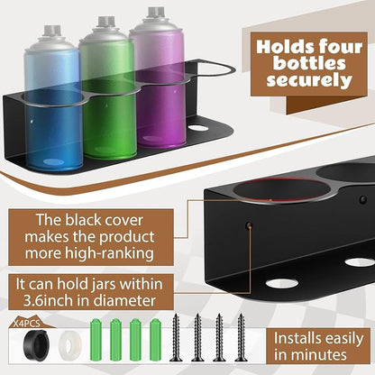 Therwen 2 Pcs 4 Holes All Purpose Steel Spray Bottle Holder Heavy Duty Can - Image 3