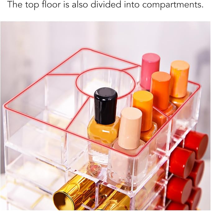 Lipstick Tower 360 Degree Rotating Display Large Capacity Storage Organizer - Image 3