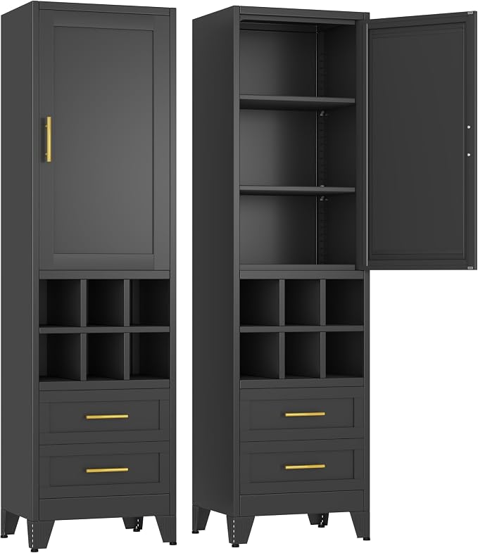 Ckzbx Tall Narrow Storage Cabinet, 66.93" H Tall Bathroom Cabinet Metal Pantry by Ckzbx