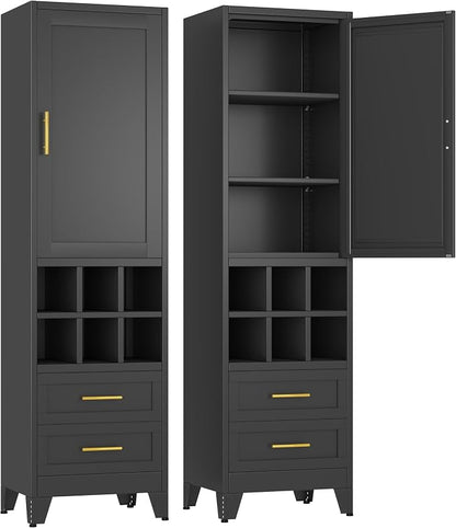 Ckzbx Tall Narrow Storage Cabinet, 66.93" H Tall Bathroom Cabinet Metal Pantry by Ckzbx