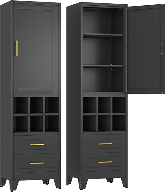 Ckzbx Tall Narrow Storage Cabinet, 66.93" H Tall Bathroom Cabinet Metal Pantry by Ckzbx