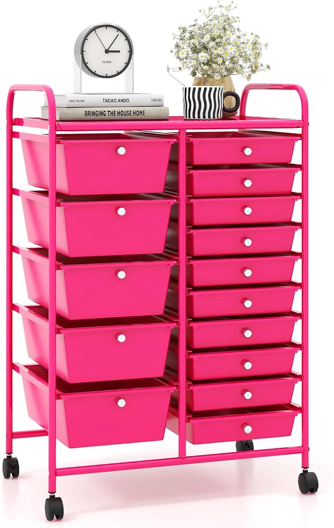 Giantex 15 Drawers Rolling Cart, Classroom Organizers, Storage Cart by Giantex