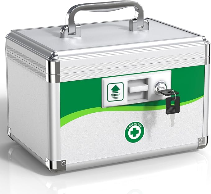 Medicine Lock Box with Keys, Small 10x6.9x6.9in, Aluminum Child-Safe Lock | by WelcometoZORVIDSONBrand