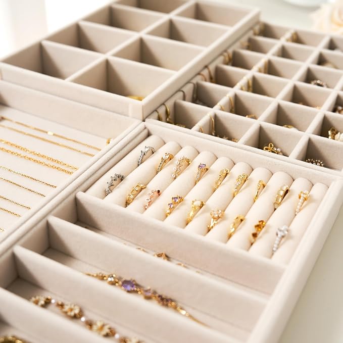 Velvet Jewelry Drawer Organizer Trays – 4-Layer Stackable Jewelry Storage - Image 6