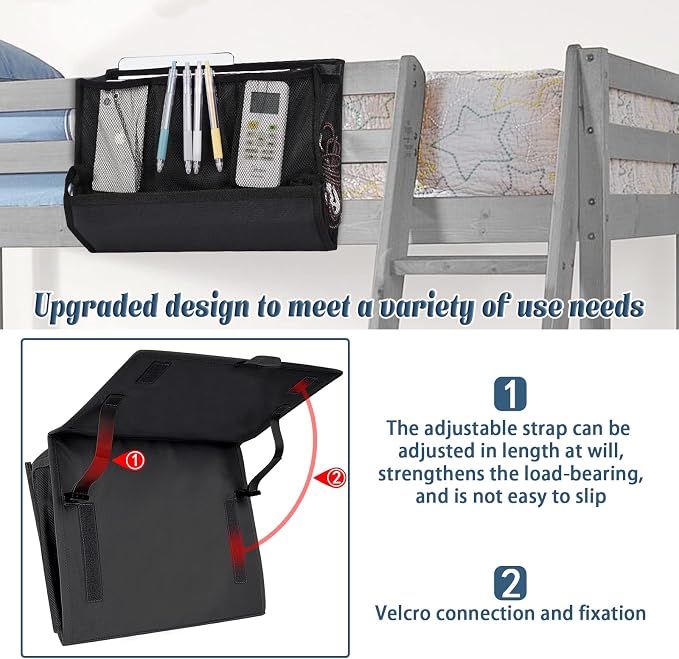 Bedside Storage Organizer with Power Strip Holder and Adjustable Straps Bed - Image 4