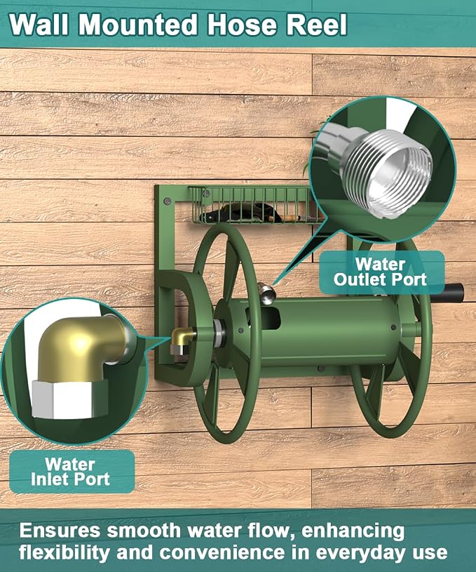 Artigarden Garden Wall Mounted Hose Reel, Outdoor Heavy-Duty Water Hose Holder - Image 7