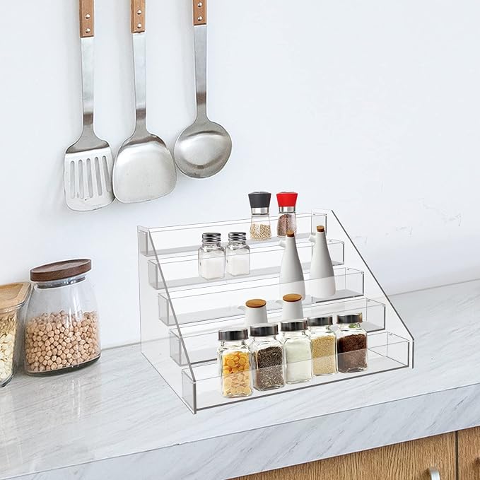 WUIVIUT Spice Rack Organizer For Cabinet, 1 4/5 in/Tier Acrylic Tiered Spice - Image 6