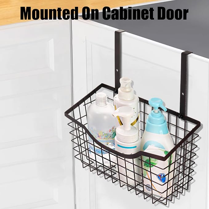 Nicunom 2 Pack Cabinet & Wall Mount Basket, Large Metal Wire Basket Wall Mount - Image 4