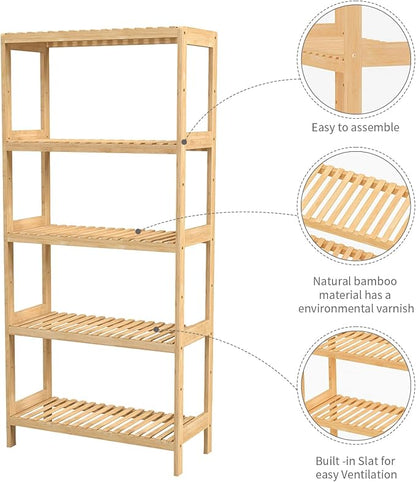 Bamboo Rack, Adjustable Bamboo Shelf, Bathroom Living Room - Image 5
