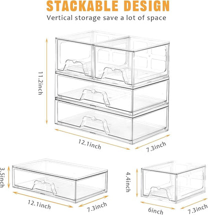 4 Pack Stackable Storage Drawers Clear Acrylic Organizer Bathroom Makeup - Image 2