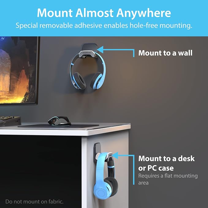 TotalMount Gaming Headset Hanger – Includes Removable Adhesive Strips - Image 4