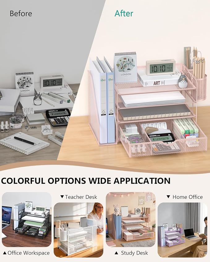 WALI Desk File Organizer, 4 Tier Desktop Paper Letter Tray Organizer - Image 6