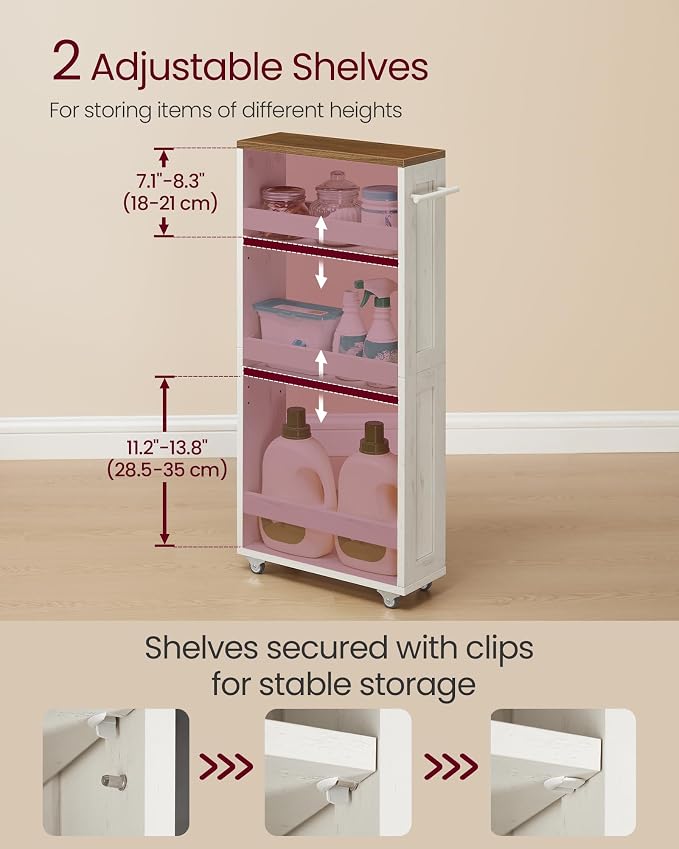 VASAGLE 4-Tier Slide-Out Storage Cart, Slim Kitchen Cart - Image 3