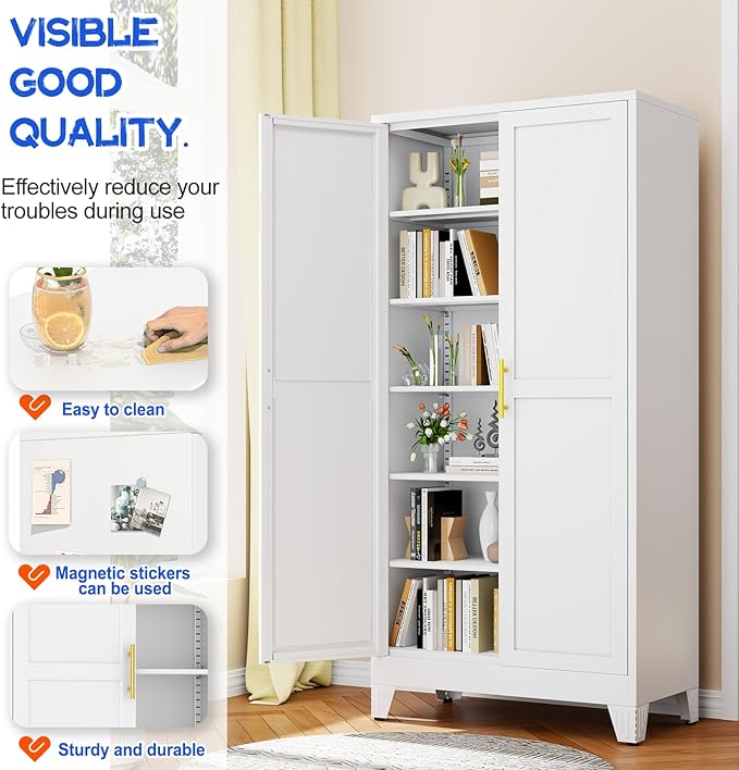 GAIOUS 75.2" Tall Metal Storage Cabinet - Image 4