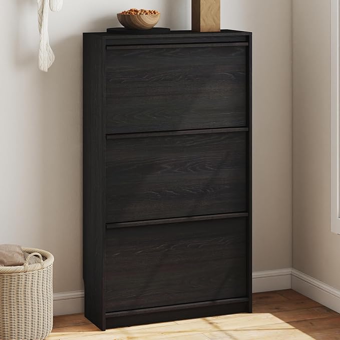 Shoe Cabinet with 3 Flip Drawers, 23.62" W Narrow Shoe Storage Cabinet by RYWI11OUSE