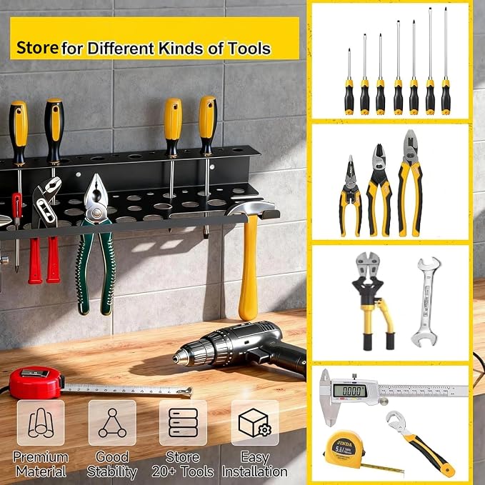 Metal Screwdriver Organizer, 15.75inch Utility Wall Mount Tool Organizer - Image 2