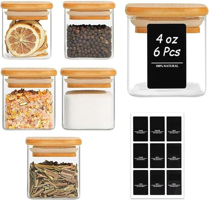ComSaf Spice Jars with Labels 4 oz 6Pack, Small Spice Containers Starter Set by ComSaf