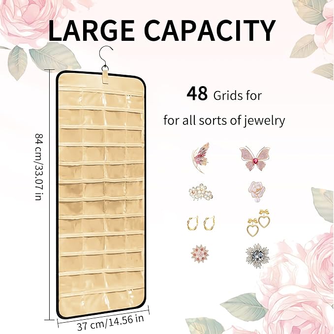Bloss Hanging Jewelry Organizer-48 Pockets Dual-Sided Hanging Jewelry - Image 3