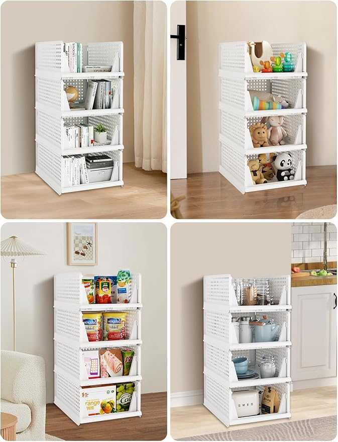 5 Pack Closet Organizer System, Stackable Plastic Clothes Storage Basket - Image 7