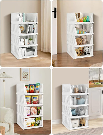 5 Pack Closet Organizer System, Stackable Plastic Clothes Storage Basket - Image 7