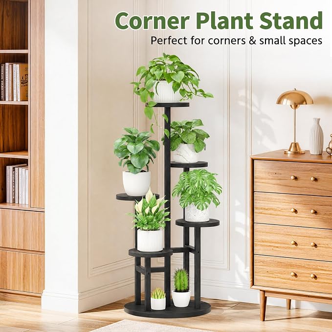 LASZOLA 5 Tiered Wood Plant Stand Indoor Corner, Flower Holder Rack Tall - Image 2