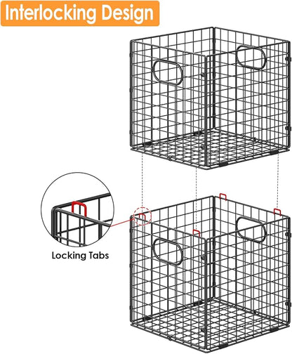 Cidaziya 4-Pack Metal Storage Crates, 32QT Stackable Collapsible Storage Bins - Image 8