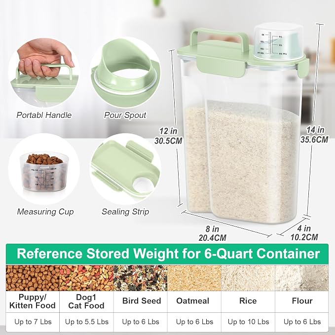TBMax Airtight Rice Container 10 Lbs, Cereal Dispenser, Pet Cat Dog Food - Image 2
