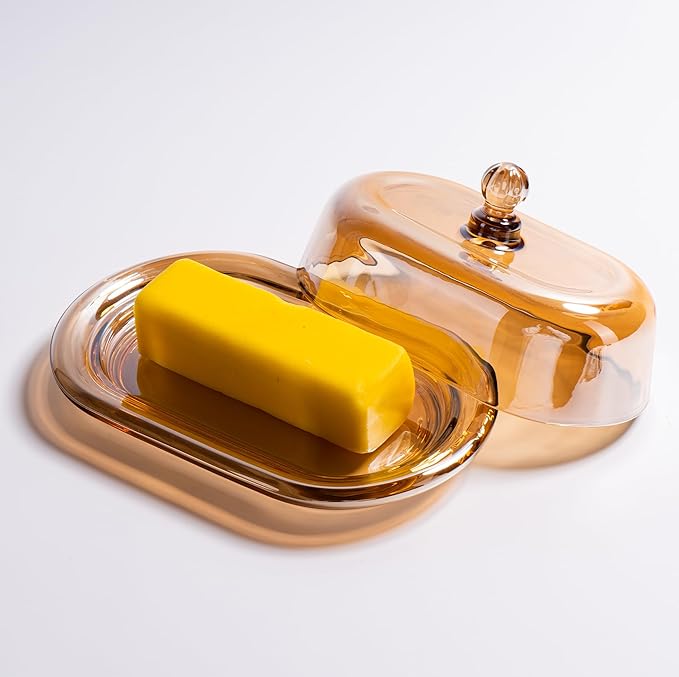 7.5" Glass Butter Dish with Lid - Image 2