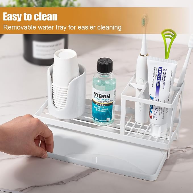 Toothbrush Holders Toothpaste Organizer Bathroom Accessories, 4 Slots, - Image 3