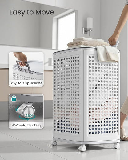 SONGMICS Laundry Hamper with Wheels, Plastic Laundry Basket, 19.8 Gallons - Image 5