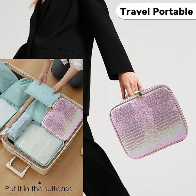 Travel Makeup Bag Makeup Cosmetic Train Case Organizer Portable Storage Bag - Image 7