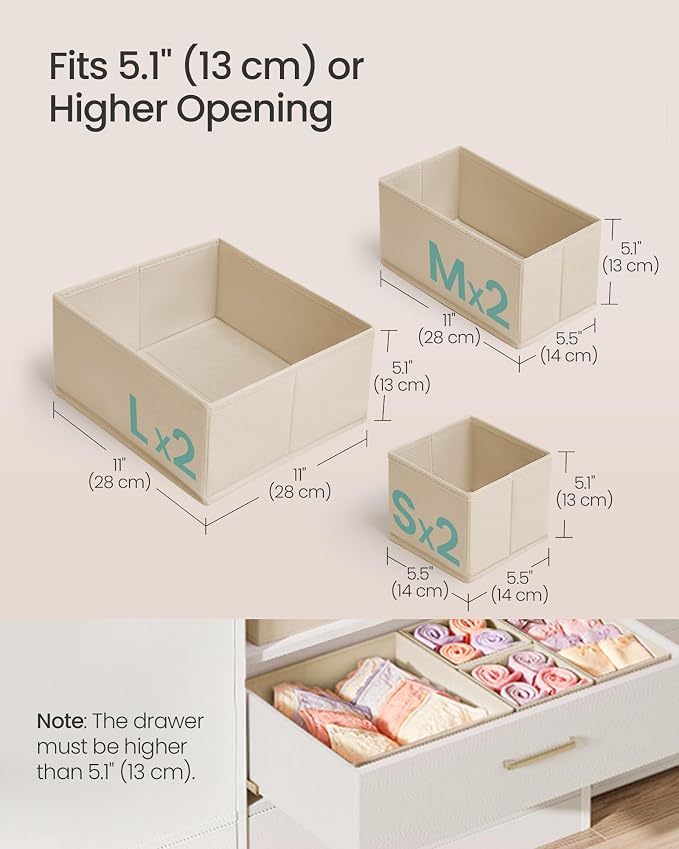 SONGMICS Drawer Organizer, Dresser Drawer Organizers, Foldable Fabric Storage - Image 4
