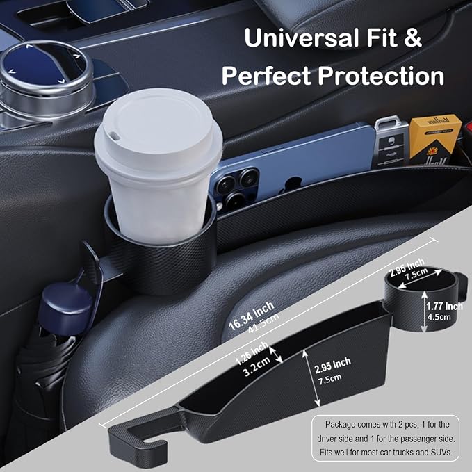 Car Seat Gap Plug with Storage Slot, Auto Gap Filler Organizer with Cup Holder - Image 5