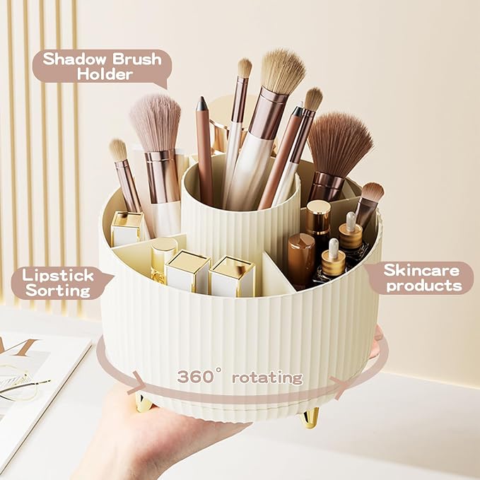 360° Rotate Makeup Brush Holder Organizer, Makeup Organizers Countertop - Image 2