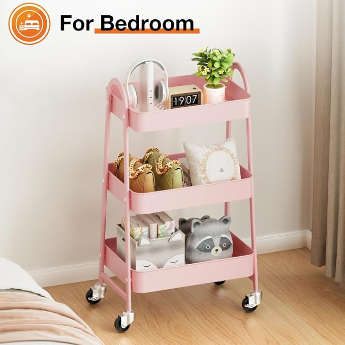 NEWBULIG 3-Tier Metal Rolling Cart - Image 7
