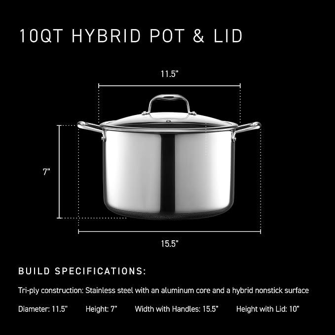 HexClad Hybrid Nonstick 10-Quart Stockpot - Image 3