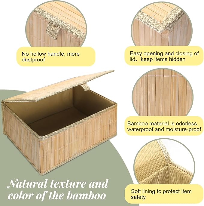 Wicker Basket With Lid Bamboo Storage Box - Image 5