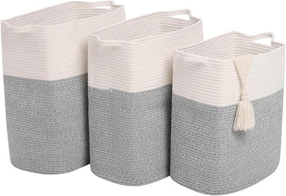 Tall Laundry Basket With Handles, Woven Cotton Rope Big Laundry Hamper Sorters - Image 8