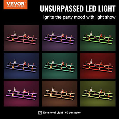 VEVOR LED Lighted Liquor Bottle Display Shelf, 3 Tiers 60 Inches, Supports USB - Image 2
