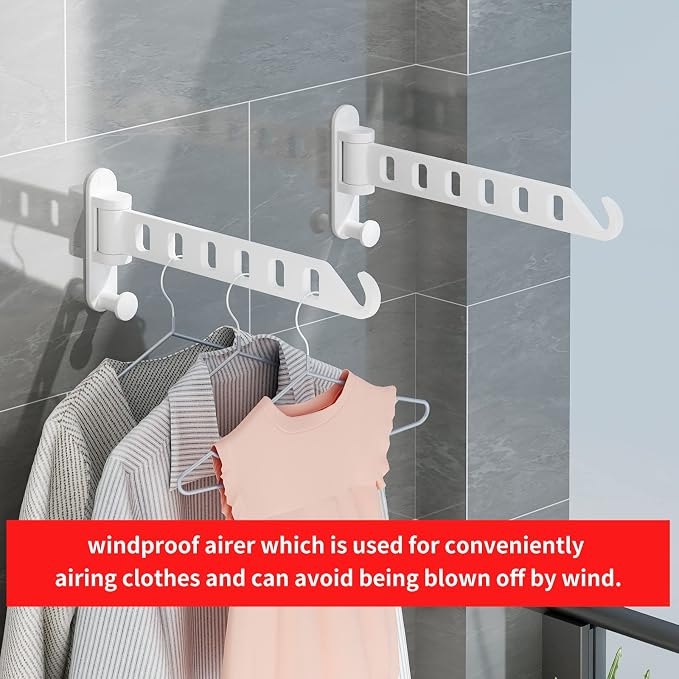 JOOM Laundry Drying Rack Wall Mounted Clothes Drying Rack Clothes Hanger White - Image 4