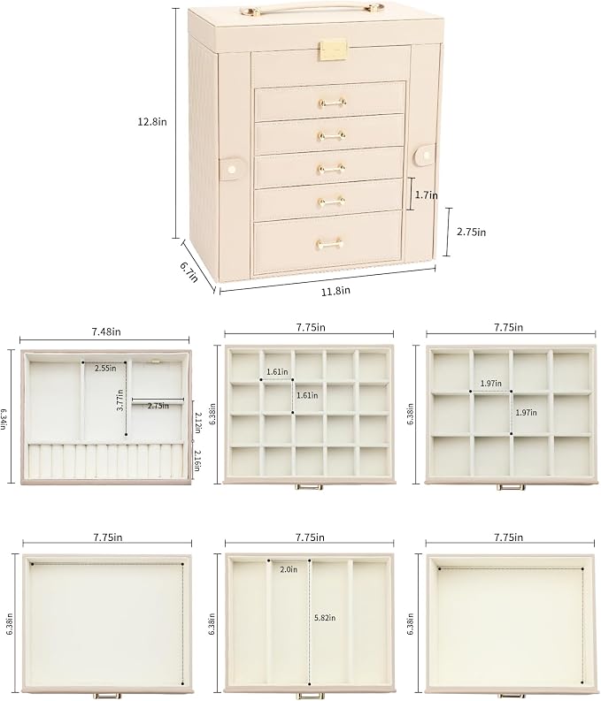 Large Jewelry Holder Organizer, 6 Layer Jewelry Box - Image 3
