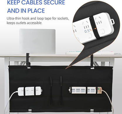 36" Under Desk Cable Management Tray- Clamp/Screw Mount Desk Cable Organizer - Image 3