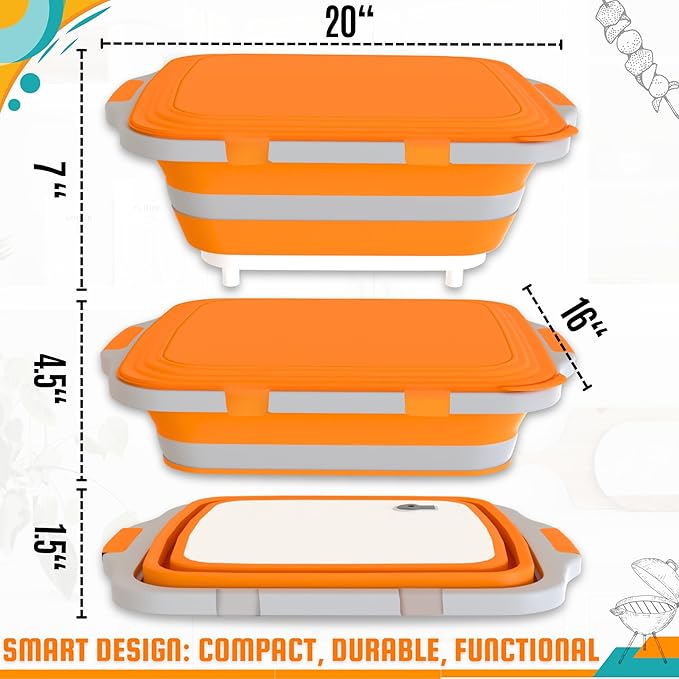 MAYALEAD BBQ Prep Tub with 2 Pcs Meat Shredder Claws, Collapsible Cutting Board - Image 3
