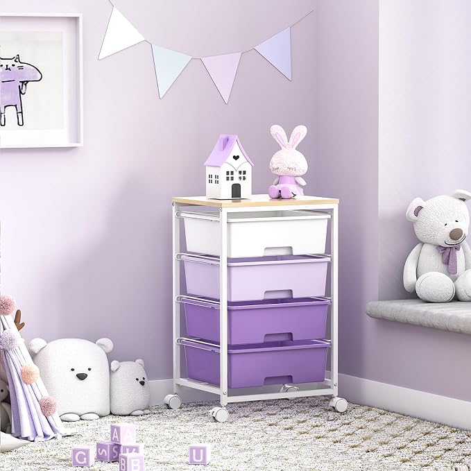 Utility Cart with 4 Drawers, Rolling Storage Cart with Drawers, Storage Rolling - Image 7