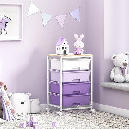 Utility Cart with 4 Drawers, Rolling Storage Cart with Drawers, Storage Rolling - Image 7
