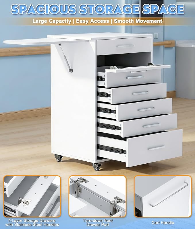 Medical Cart 7 Layer, Medical Hospital Professional Dental Assistant's Mobile - Image 5