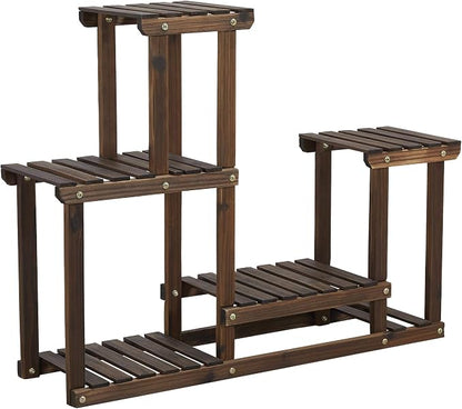 Tiered Wooden Plant Stand Corner Flower Pot Holder Multi Level Planter Display - Image 4
