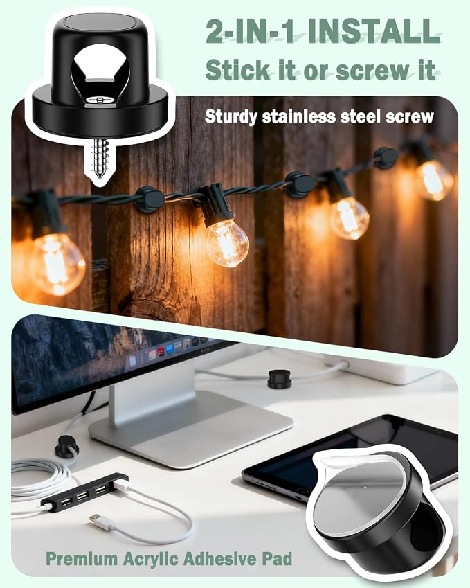 Rotatable Cord Holder, Snap-Lock Cable Clips, 8 Pack Adhesive Cord Organizer - Image 3
